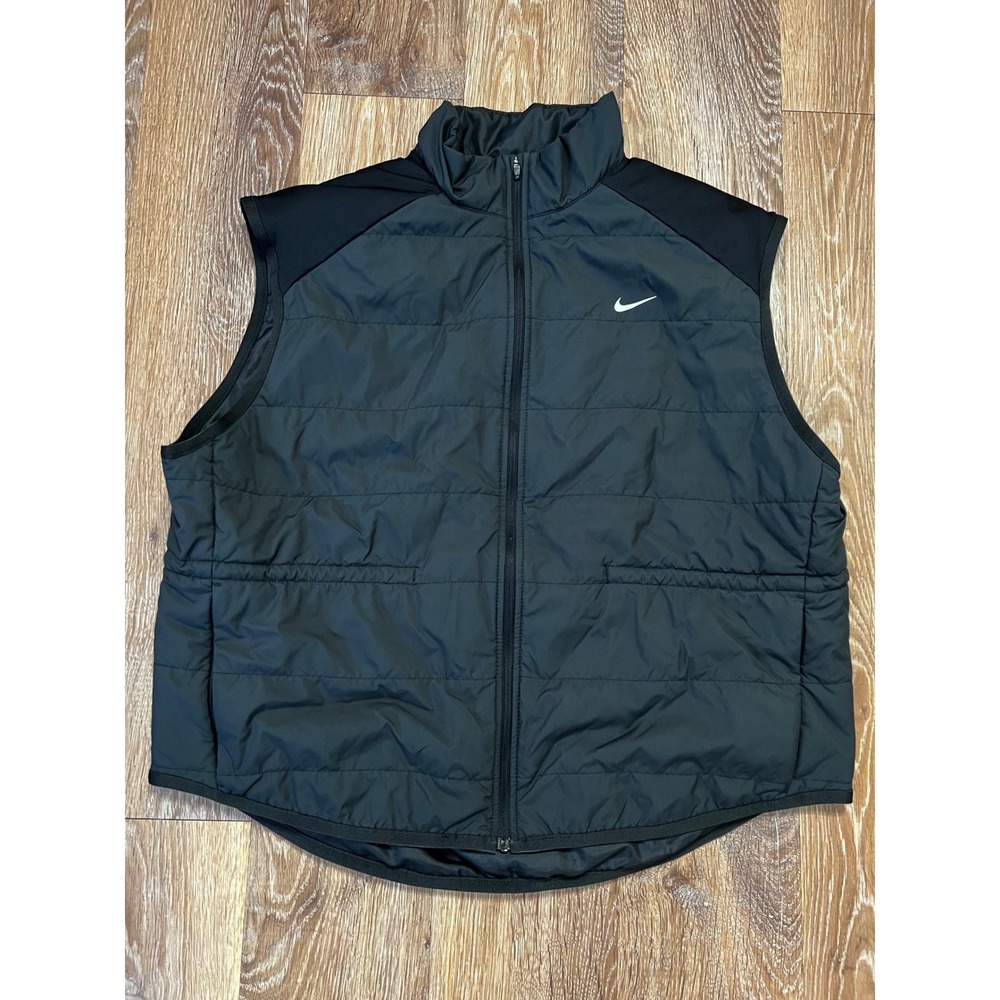 Nike Vest Mens Black XL Therma-Fit Puffer Insulated Golf Running Full Zip
